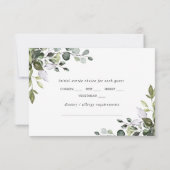 FRISCHE AUSWAHL Einfache Elegante Eukalyptus Hochz RSVP Karte (Rückseite)