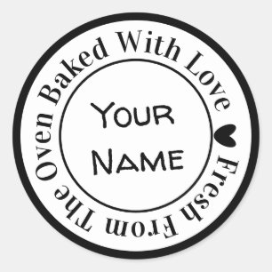 Frische Backwaren aus dem Ofen mit Liebe gebacken Runder Aufkleber