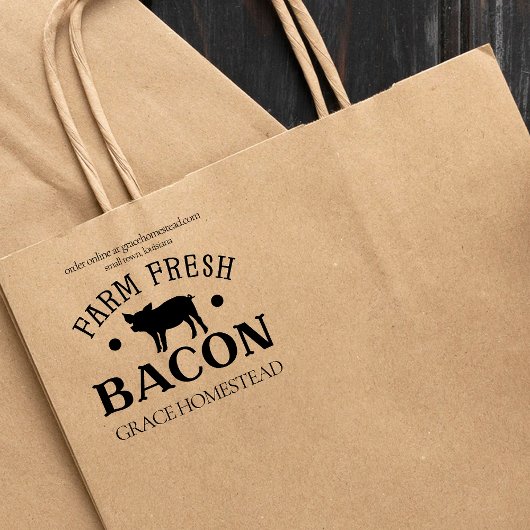 Frische Bacon Pig Bauern Markt Name Gummistempel