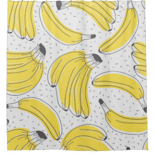 Frische Bananen handgezeichneter Hintergrund. Dood Duschvorhang