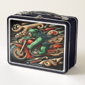 Frische Bärenfahrt mit einem Motorrad Metall Brotdose (Vorderseite)