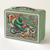 Frische Bärenfahrt mit einem Motorrad mit Flair Metall Brotdose (Rückseite)