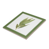 FRISCHE BAY BLÄTTER 4.25" Keramik Tile (-text) Grü Fliese (Seite)