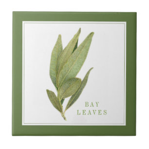 FRISCHE BAY BLÄTTER 4.25" Keramik Tile (+text) Grü Fliese