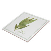 FRISCHE BAY-BLÄTTER 6"x6" Keramik-Tile (+text) Fliese (Seite)
