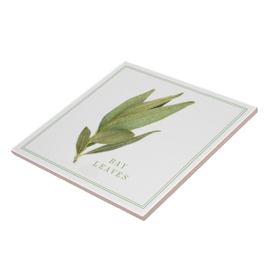 FRISCHE BAY-BLÄTTER 6"x6" Keramik-Tile (+text) Fliese (Seite)