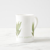 FRISCHE BAY-BLÄTTER Knochen-China-Tasse Porzellantasse (Vorderseite Rechts)