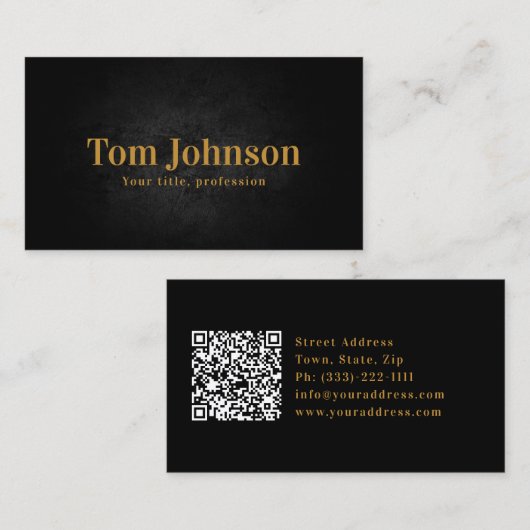 Frische Black Modern Gold Letters Business Service Visitenkarte (Vorne/Hinten)