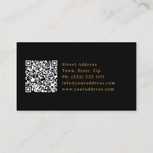 Frische Black Modern Gold Letters Business Service Visitenkarte (Rückseite)