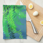 Frische Blätter, Blumenmuster, Grünpflanzen, Blau  Geschirrtuch (Viertel Falte)