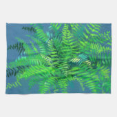 Frische Blätter, Blumenmuster, Grünpflanzen, Blau  Geschirrtuch (Horizontal)