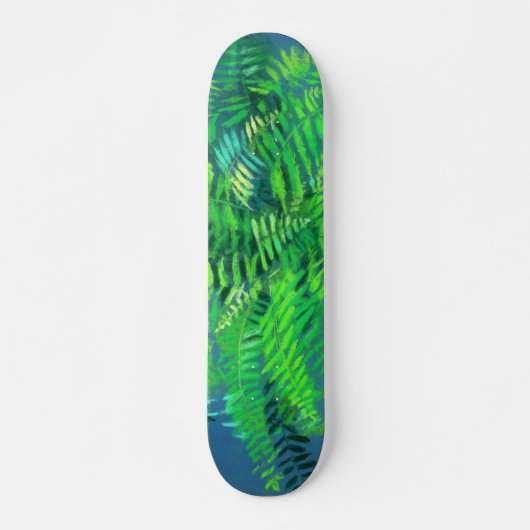 Frische Blätter, Blumenmuster, Grünpflanzen, Blau Skateboard (Vorne)