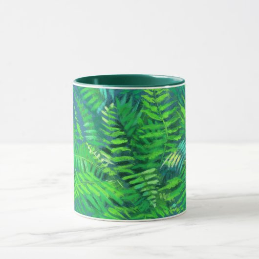 Frische Blätter, Blumenmuster, Grünpflanzen, Blau Tasse (Zentrum)