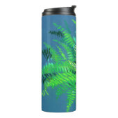 Frische Blätter, Blumenmuster, Grünpflanzen, Blau Thermosbecher (Nach links gedreht)