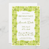 Frische Blätter Grenze Geburtstagsfeier Einladung (Vorne/Hinten)