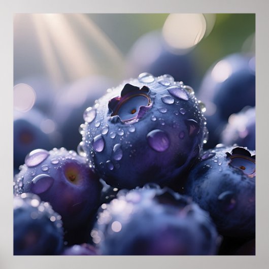 Frische Blaubeeren Nahaufnahme Poster (Vorne)