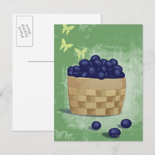 Frische Blaubeeren Postkarte (Vorne/Hinten)