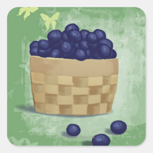 Frische Blaubeeren Quadratischer Aufkleber