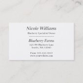 Frische Blaubeeren Visitenkarte (Rückseite)