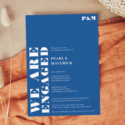 Frische, blaue Hochzeitsfeier Einladung