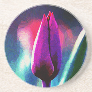 Frische blühende violette Tulpen-Sandstein-Unterse Getränkeuntersetzer