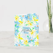 Frische Blume Blaues Gelbes Wasser Muttertag Karte (Vorderseite)