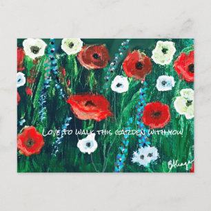 Frische Blumenfeld-Acrylfarbe für sie Postkarte