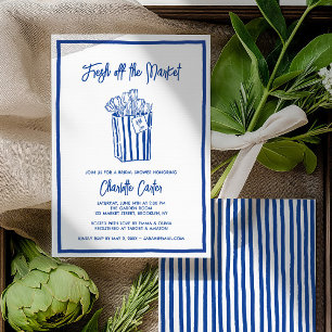 Frische Brautparty im blauen Whimsical-Stil Einladung