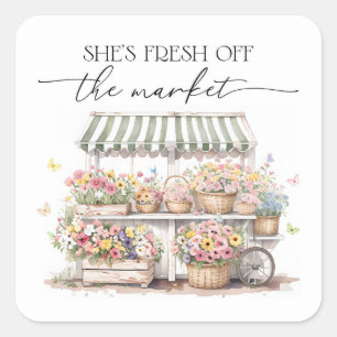 Frische Bridal Shower vom Markt Quadratischer Aufkleber