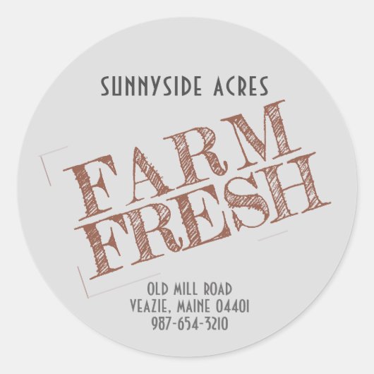 FRISCHE "BRIEFMARKE" rot auf Grau verblasst Runder Aufkleber (Vorderseite)