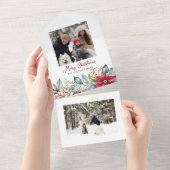 Frische bunt Weihnachten Poinsettias Familie Foto All In One Einladung (Abreißen)