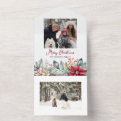 Frische bunt Weihnachten Poinsettias Familie Foto All In One Einladung (Innen Boden)