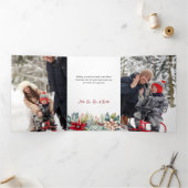 Frische bunt Weihnachten Poinsettias Familie Foto Dreifach Gefaltete Karte (Innenseite)