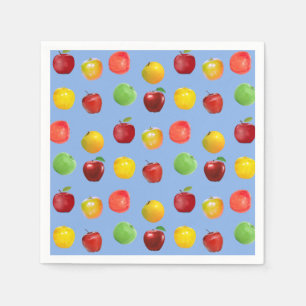 Frische bunte Äpfel auf Himmelblau Serviette