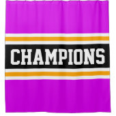 Frische CHAMPIONEN Hellrosa schwarze Racing Streif Duschvorhang (Vorderseite)