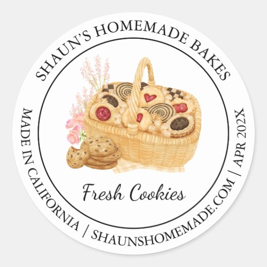 Frische Cookies Backen Modernes Etikett Runder Aufkleber (Vorderseite)