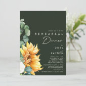 Frische Country Sunflower Dunkelgrüne Probe Abende Einladung (Stehend Vorderseite)