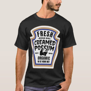 Frische Creme Possum Funny Halloween Food Label Co T-Shirt