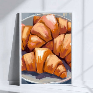 Frische Croissants Bäckerei Wasserfarbenmalerei Poster
