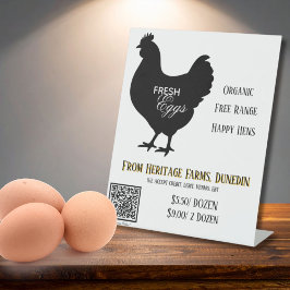 Frische-Eier-Bauernmarkt-Schild mit QR-Code Sockelschild