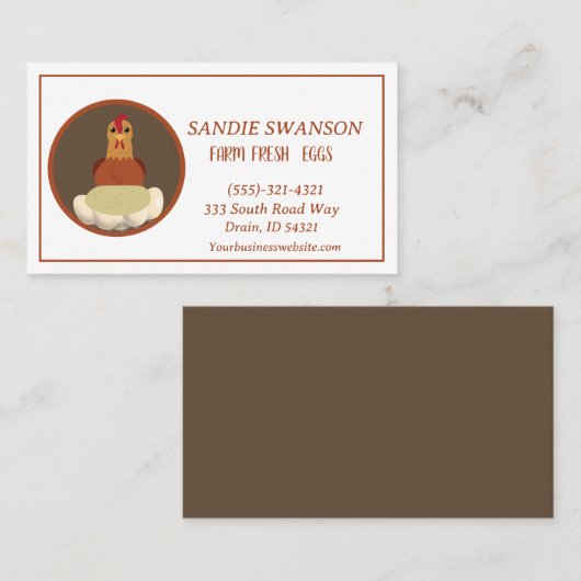 Frische Eier beim Verkauf Visitenkarte (Vorne/Hinten)