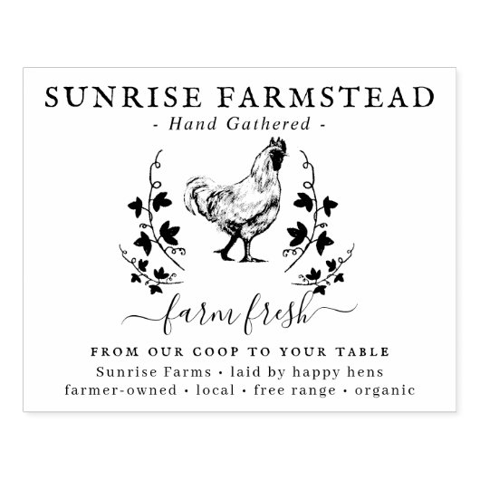 Frische Eier | Briefmarke der Eierkarton Gummistempel (Prägung)