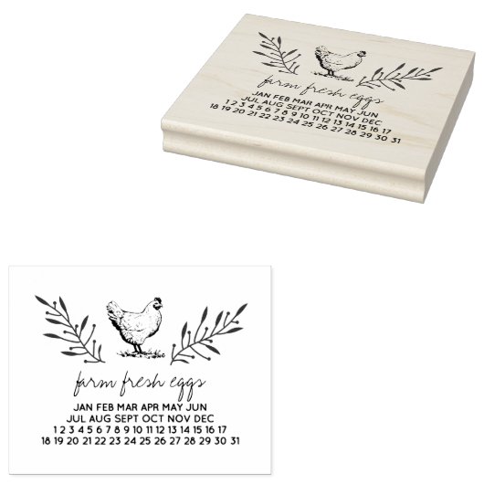 Frische Eier Daten Eierkarton Briefmarke Gummistempel (Stempel)