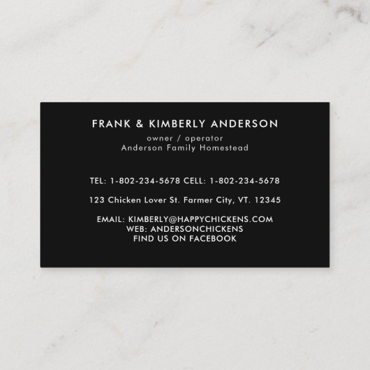 Frische Eier Einfaches Hühnereier Markt Visitenkarte (Rückseite)