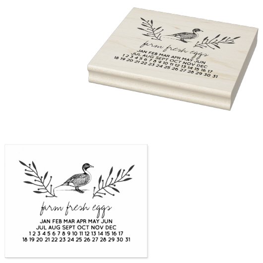 Frische Eier Enteneier Karton-Briefmarke Gummistempel (Stempel)