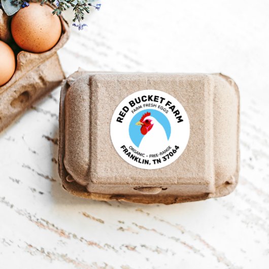 Frische Eier Hühner-Kopf-Etikett Runder Aufkleber