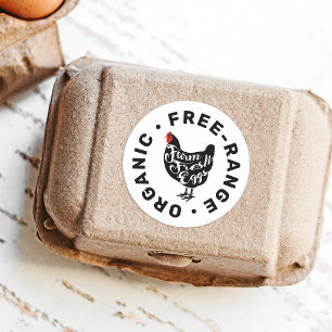 Frische Eier Hühner Silhouette Etikett Runder Aufkleber