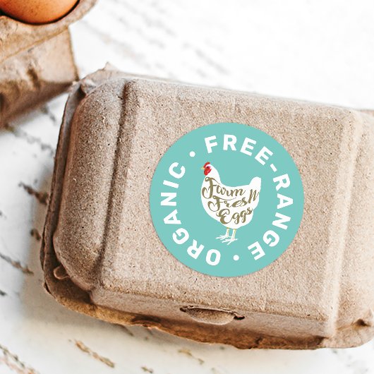 Frische Eier Hühner Silhouette Etikett Runder Aufkleber