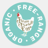 Frische Eier Hühner Silhouette Etikett Runder Aufkleber (Vorderseite)