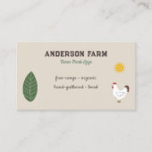 Frische Eier - Hühner, Sonne und Leaf Visitenkarte (Vorderseite)